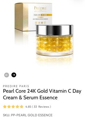 New Predire Paris Pearl Core 24K Gold Vitamin C Day Cream & Serum Essence - Gold
